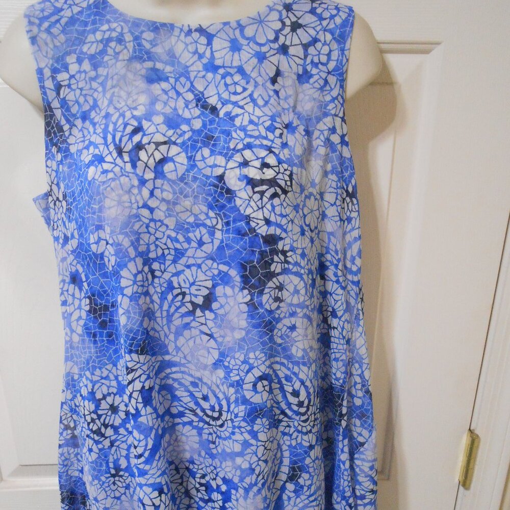Fever Blue Floral Sleeveless Blouse